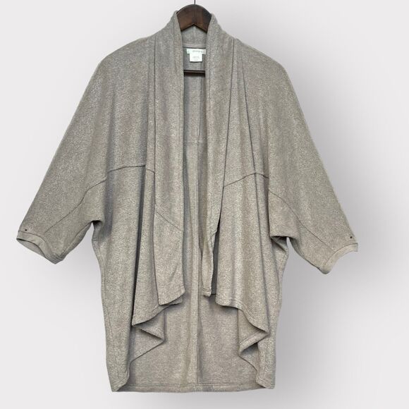 Shimera Open Cardigan Women M Gray Waterfall Fleece Dolman‎ Sleeve Stretch D10 - Picture 1 of 11